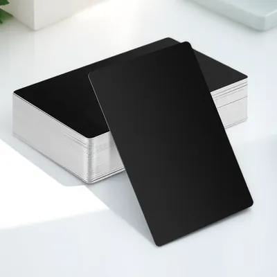 FRCOLOR Blank Business Cards Metal Black For Professionals 50Pcs 3.4InX2.1InX0.2In