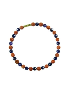Mogul Lapis Lazuli Blue Stone Beaded Bracelet Wrist Mala Bracelets for Meditation & Yoga