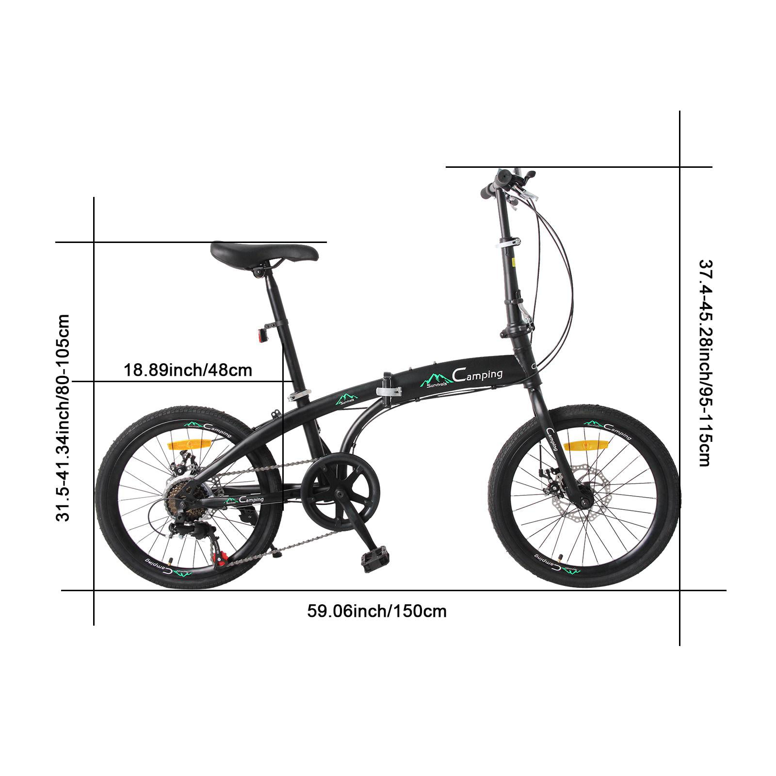 Details about   Folding Bike 20" Full Suspension Bicycle 7 Speed Bike w/Adjustable Seat Black US 