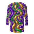 thumbnail image 5 of Penkiiy Blouse Carnaval Manches 3/4 Chemise de Printemps Quotidienne Tee Imprimé Masque Blouse Mardi Gras Col Rond 2024 Tee Tunique Habillée 3TG Multicolore, 5 of 5
