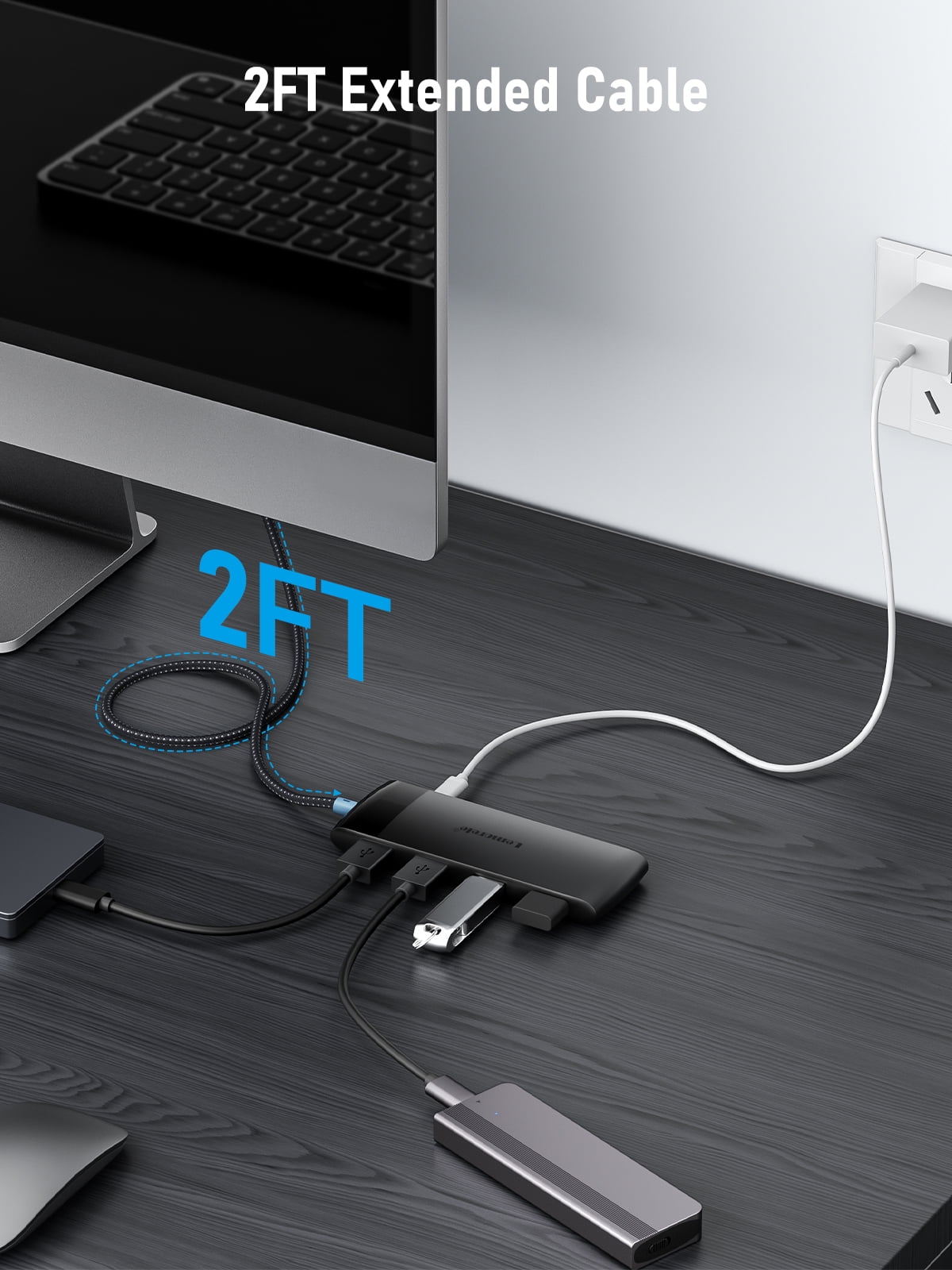 USB C Hub Docking Station 8 in 1, USB C Adapter with USB-A, USB-C Data Port, Docking Station USB C for MacBook Air/Pro, iPad, Windows