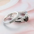 thumbnail image 3 of Black Cubic Zircon Engagement Ring Sets Women's 925 Silver Wedding Size 6-10, 3 of 3