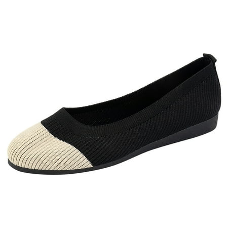 QYZEU Summer Sneakers for Women Boho Sandals for Women Women Casual Shoes Fashionable Simple Color Matching Flat Bottom Comfortable Non Slip Breathable Shoes Black 39