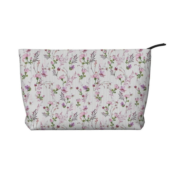 Picia Orchids Flowers Printed Cosmetic Bags for Women Makeup Bag Large Capacity Purse Travel Toiletry Zipper Storage Pouch Make up Brushes Organizer for Gifts