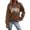 Brown, variant on Tanghaowl Sweatshirts for Women Loose Fit Printed Round Neck Hooded Casual Long Sleeve Sweatshirt with Soft Breathable Material Khaki XL