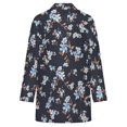 thumbnail image 5 of Women's Plus Size Charcoal Blue Floral Cardigan, Long Sleeve Open Front Tunic with Pockets, 5 of 8