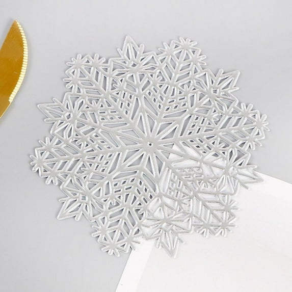Christmas Sale! PVC Hollow Snowflake Coaster Insulation Pads Table Bowl Mat Home Christmas Decoration Heat Resistant Placemat For Dining Table