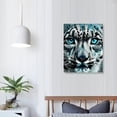 thumbnail image 4 of ARISTURING  Black and White Blue Eyes Snow Leopard Painting Canvas Prints Rustic Turquoise and Grey Background Picture Gallery Wrapped Artwork Gift for Bedroom Home Office Living Room Decoration, 4 of 5