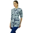 thumbnail image 3 of Bimba Tunic Top Cotton Printed Mandarin Collar Neck 3/4 Sleeve Blouse Clothing, 3 of 6