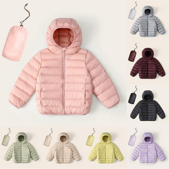 Spazoro Toddler Girls Parka Jackets, Fleece Padded Windproof Hooded Packable Full-Zip Lightweight Coat for Kids Beige Size 3 T