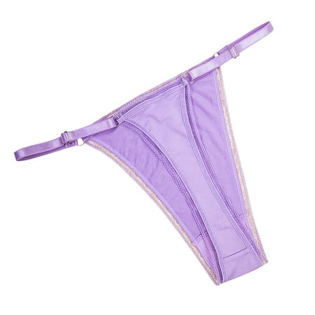 Bigersell Women s Cotton Underwear Clearance High Waist Underwear Women Thong Panty Style P-1096 Nylon Brief Panties Ladies Cotton Thongs Briefs Mid Waist Women s Briefs Purple M