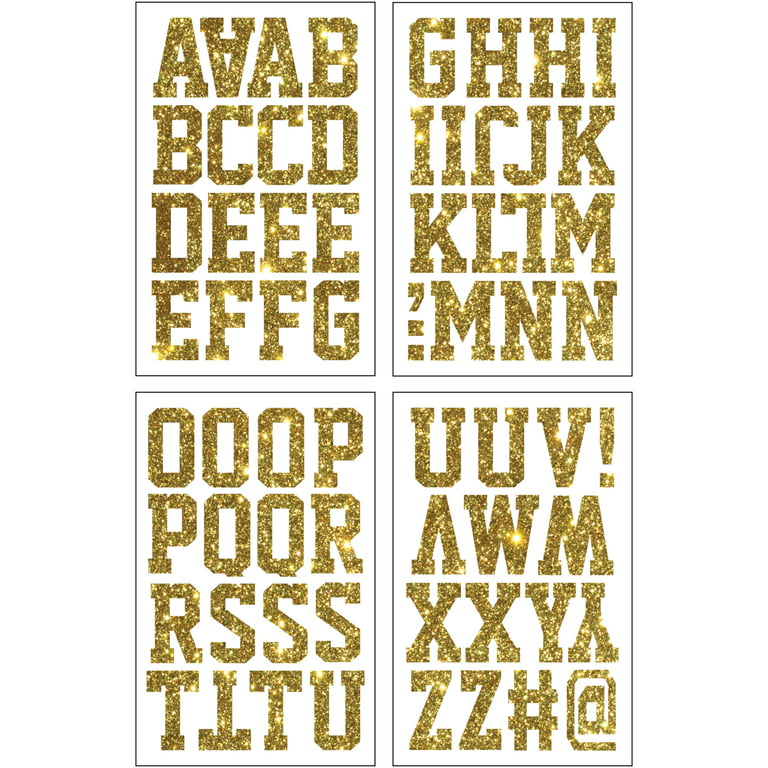 SEI 2 Gold Iron On Art Ultra Glitter Letters 63ct