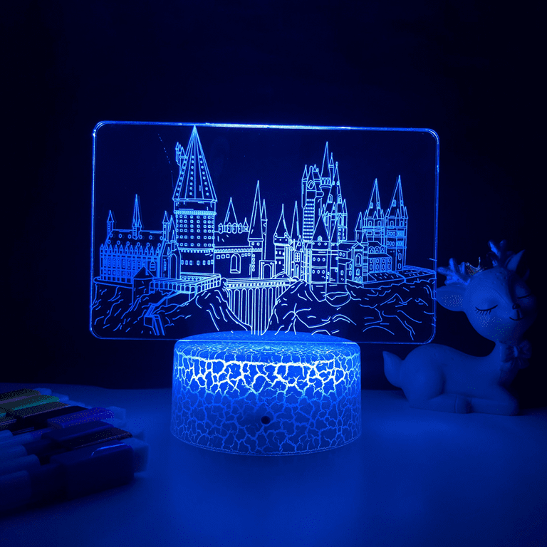 QQAAMZ Château De Poudlard De Harry Potter Lampe 3d Illusion Led Tactil  Maison Enfant De Decoration Chambre Harry Potter Veilleuse Cadeau Lampe De  Table Gadgets Cadeau Noel 2 En 1 : 