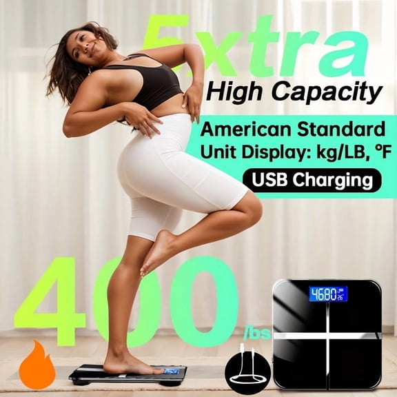 [High Precision Scale] Ultra High 400 LB Weight Scale, High Precision Smart Digital Bathroom Scale | LB/KG Convertible, Ultra Wide Platform And Large Capacity For Home, Dorm, Gym Or Office Use