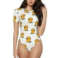 thumbnail image 1 of Balery Cute Duck With Headphone Body de cuello redondo de manga corta para mujer Tops de manga corta Tops básicos-Large, 1 of 7