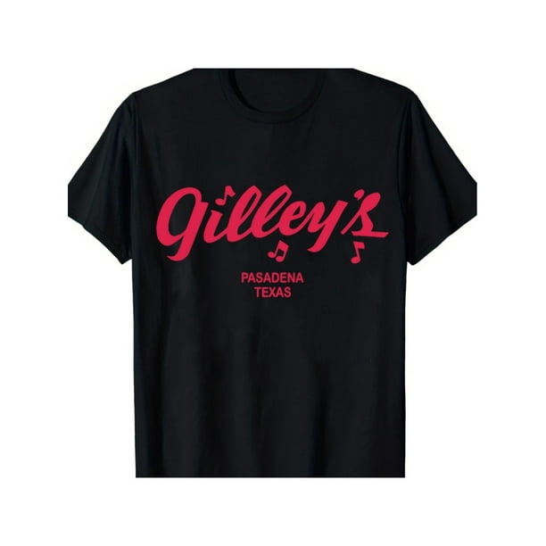 Camiseta de Pasadena, Texas, 100 % algodón para hombre. Casual, negra con estampado "GILLEY'S" en rojo y blanco. Manga corta, cuello redondo. Cómoda y elegante para actividades al aire libre en verano