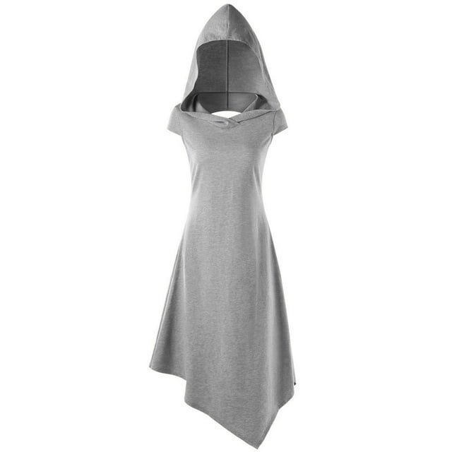 Capa para mujer, vestido informal de verano para mujer, vestido midi con capucha y corte para mujer