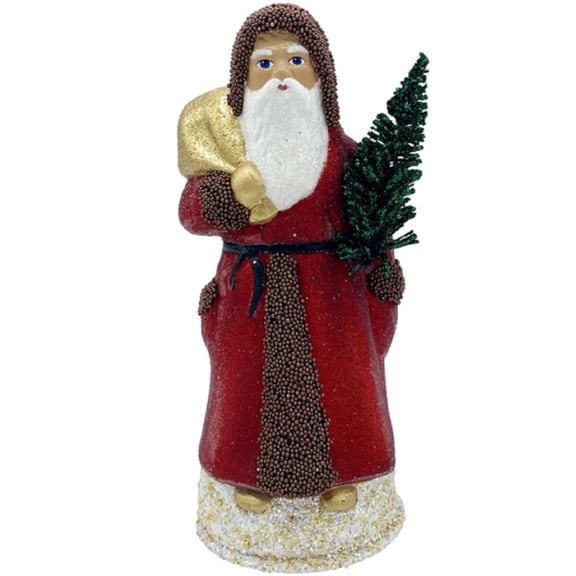 Alexander Taron 8" Santa with Red Beaded Coat Schaller Christmas Paper Mache Candy Container