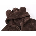thumbnail image 5 of Curuila Girls Boys Coat Thick Bear Warm Jumpsuit With Zipper Hooded Long Sleeve Solid Long Jacket Brown Size 18-24 Months, 5 of 6