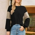 thumbnail image 5 of Gfyviroh Crewneck Tops for Women Color Block Long Sleeve Stripes Tops Casual Loose Pullover Fall Workout Tops, 5 of 6