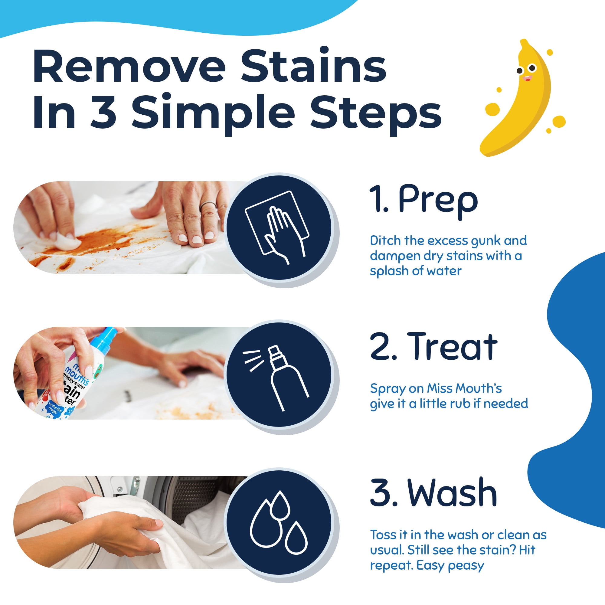 Miss Mouth's Messy Eater Stain Treater Spray for Baby & Kids, 4 fl oz, Newborn & Baby Essentials, Stain Remover for Food, Grease, & More, Gentle on Laundry