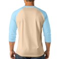 thumbnail image 4 of Gaukiv Men's Three Quarter Sleeve Shirts Contrast Henley Raglan Tees Color Block Baseball Shirts Beige L, 4 of 5