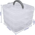 thumbnail image 4 of 3 Tier Stackable Storage Container Box with Handle, Multicolor Plastic Craft Organizer Case with 18 Adjustable Compartments for Tapes, Art Supplies, Jewelry (5.9 x 5.83 x 4.88 in), 4 of 8