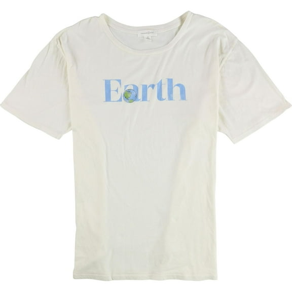 Treasure & Bond Womens Earth Graphic T-Shirt, Off-White, X-Small