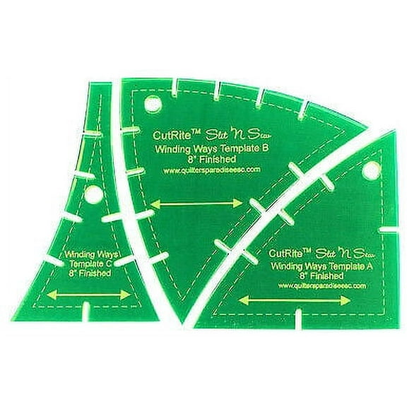 Quilter's Paradise Slit N Sew Winding Ways Set Templates - Acrylic