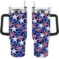 thumbnail image 2 of Star America Flag 40oz Tumbler With Handle Gifts For Daughters Sports Tumbler With Lid And Straw For Beach, 2 of 6