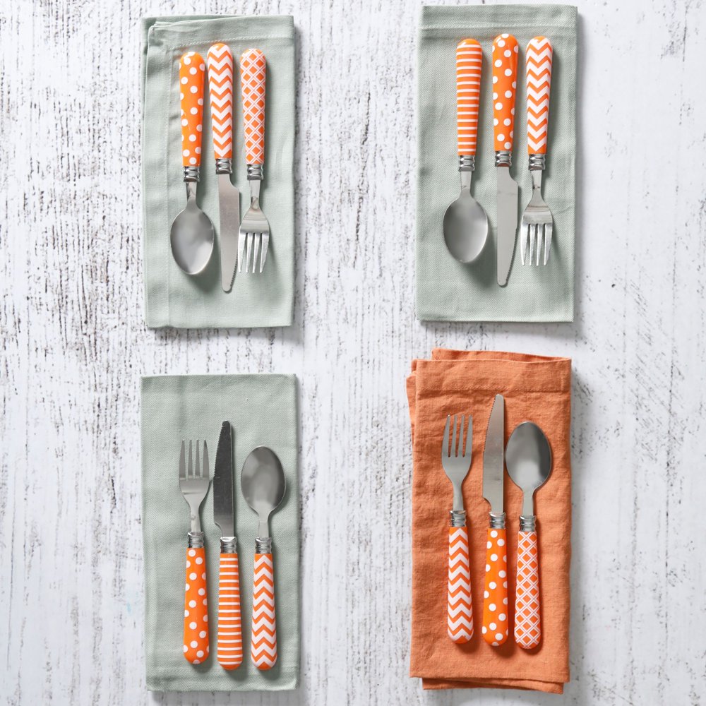 Gibson Home Retro Diner Orange 12Piece Stainless Steel Flatware Set