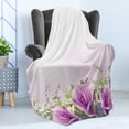 thumbnail image 4 of Flower Soft Flannel Fleece Blanket, Spring Cabbage Flowers in Fragrant Bouquet with Partially Shaded Color Romance, Cozy Plush for Indoor and Outdoor Use, 50" x 60", Lavender Green, by Ambesonne, 4 of 5