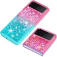 thumbnail image 4 of Clear Case for Samsung Galaxy Z Flip4 5G, Bling Gradient Quicksand Glitter Soft TPU Bumper Shockproof Phone Case Cover for Samsung Galaxy Z Flip 4 JB Powder Blue, 4 of 14
