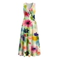 thumbnail image 5 of ClodeEU Women's Printed V Neck Sleeveless Flowy Dress ,Casual Summer Midi Dress J-Multicolor,Womens Plus M, 5 of 9