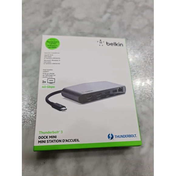 Refurbished Belkin F4U098bt Thunderbolt 3 Mini Docking Station, Black