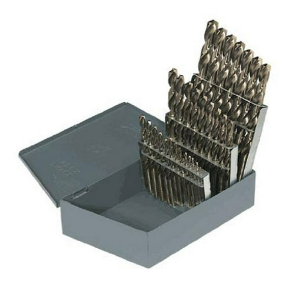 Drill Bit Set 60pc #1-60 HSS - Huot USA Index, Bright Finish - Wood, Metal, Plastic Drilling - High Speed Steel Jobber Length