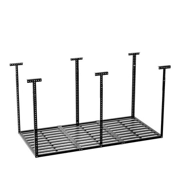 3x6 Overhead Garage Storage Rack Adjustable Garage Storage Organization Systerm Heavy Duty Metal Garage Ceiling Storage Racks, 750lbs Weight Capacity, Black