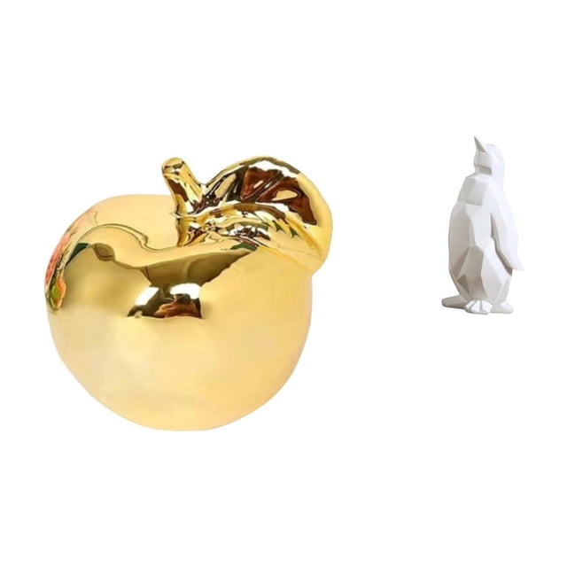 Escultura de pingüino, estatua decorativa, escultura de fruta, estatua de animal de resina de cerámica, adecuada para regalar, decoración del hogar, o