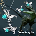 thumbnail image 3 of Sterling Silver Velociraptor Dinosaur Jewelry Set Earrings Necklace Ring Jewelry Birthday Gift for Women, 3 of 6
