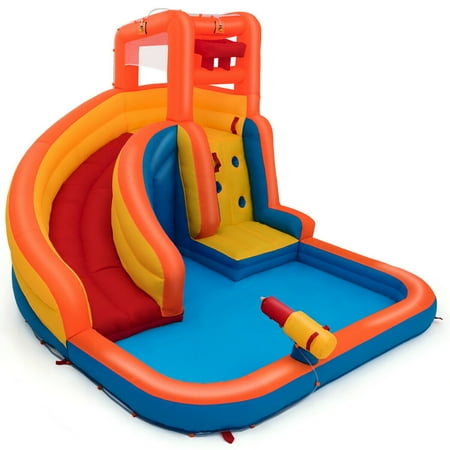 Gymax Inflatable Splash Water Bouncer Slide Bounce House w/ Water Hose & 735W Blower | Walmart