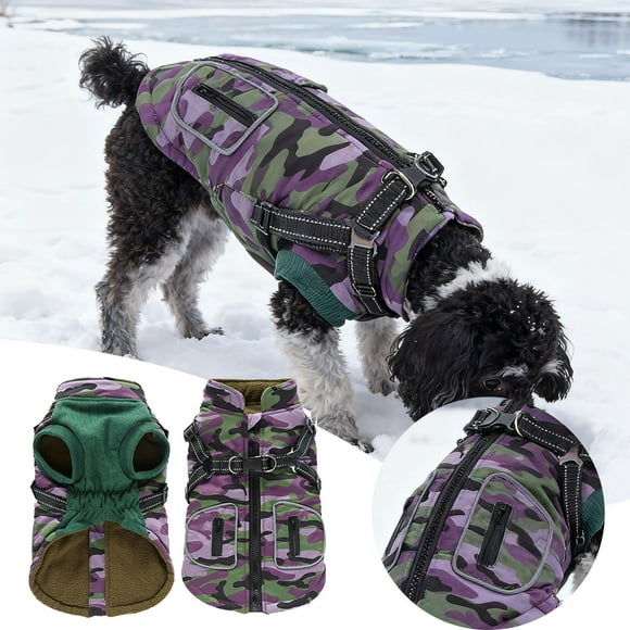 Pet Insulated Reflective Coat Winter Warm Cozy Fleece Water Resistant Outer Layer Reflective Strips Durable for Small Medium Large Breeds Outdoor Adventures