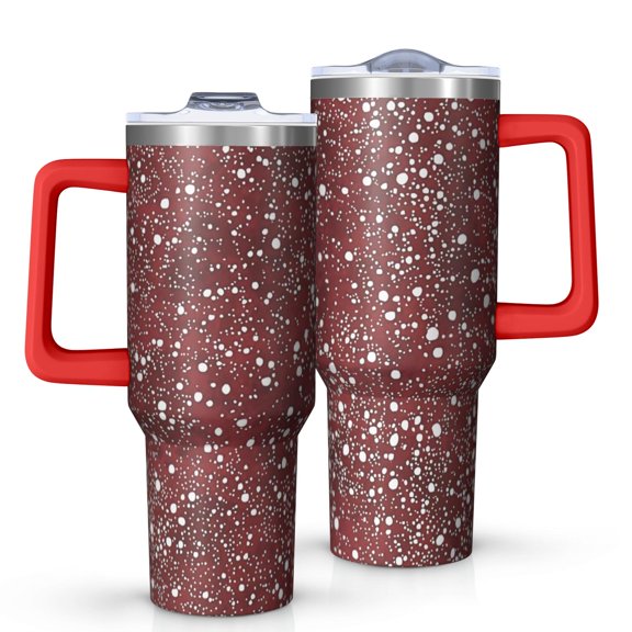 Red Christmas Snow Pattern Tumbler with Handle and Lid,40oz Double Wall Vacuum Insulated Tumbler,Cups Gift for Women and Men