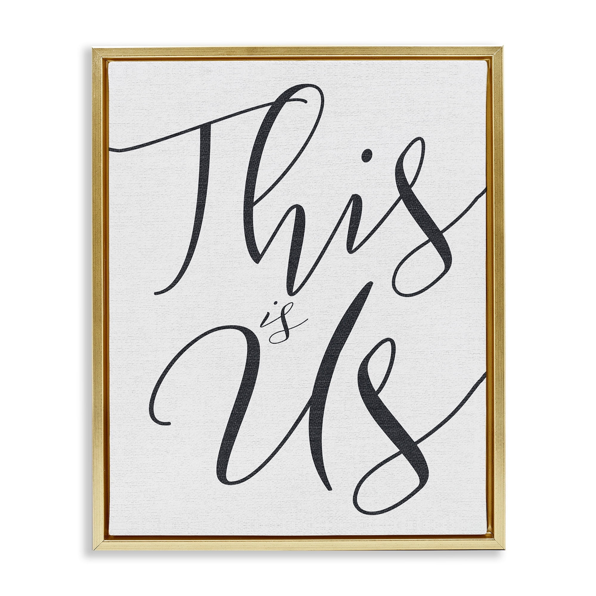 Stupell Industries This Is Us Typography Metallic Gold Framed Floating Canvas Wall Art, 16x20, by Daphne Polselli