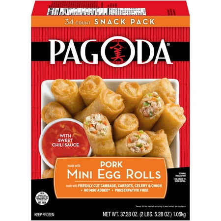 Pagoda Mini Egg Rolls Pork with Sweet Chili Sauce, 37.28 oz, 34 Ct