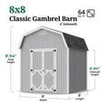 thumbnail image 3 of Little Cottage Co. 8x8 Classic Gambrel Barn with 6 ft. Sidewalls, Outdoor Wood Storage Shed Do-It-Yourself Precut Kit, 3 of 13