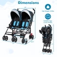 thumbnail image 3 of Costway Foldable Twin Baby Double Stroller Kids Ultralight Umbrella Stroller Pushchair Navy, 3 of 10