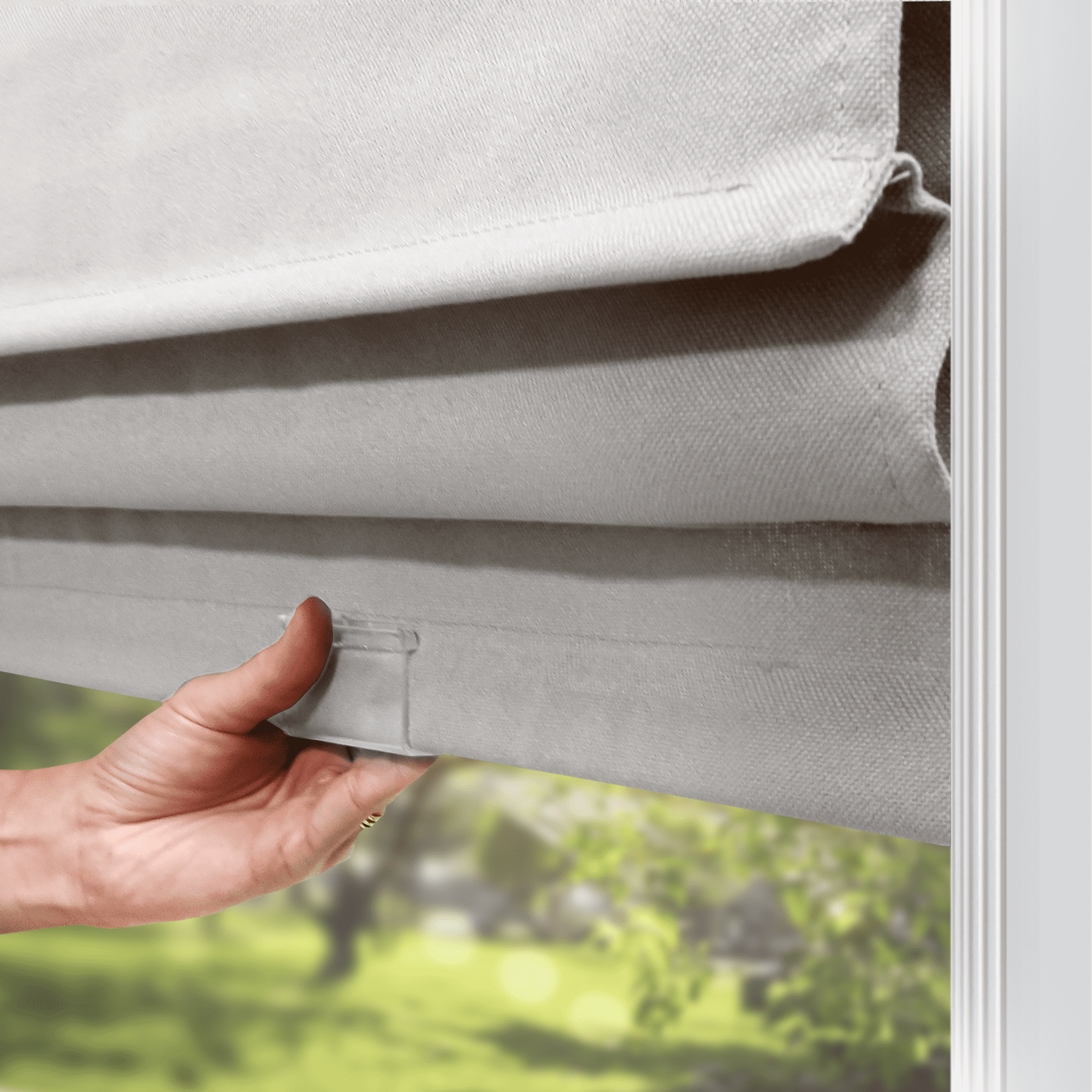 Chicology Cordless Roman Shade, Light Filtering, Ridgewood Ultra White, 39"W X 72"H