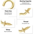 thumbnail image 3 of PHITUODA 100Pcs 1/2-Inch Cup Hooks Ceiling Hooks, Metal Screw-in Hooks, Gold, 3 of 8