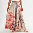 thumbnail image 4 of WTOBBY Women's Floral Print High Waist Wide Leg Palazzo Pants Casual Flowy with Pocket,Beach Trousers Great for Summer Festivals, Outdoor Concerts and Warm Weather Celebrations,Watermelon Red XL, 4 of 4