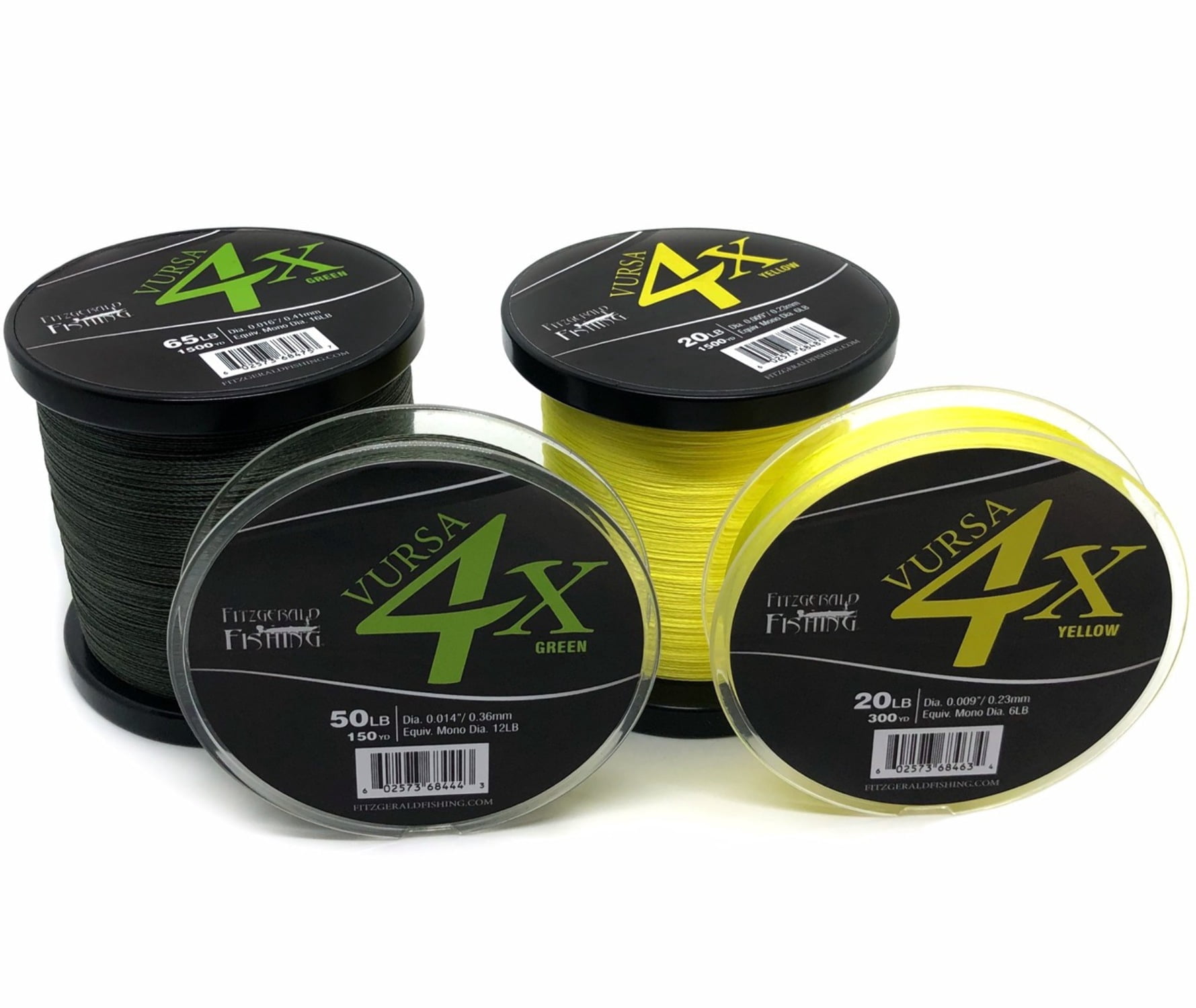 Fitzgerald Vursa 4X Braided Fishing Line, 40 Lb 1500 Yds Hi-Vis Yellow